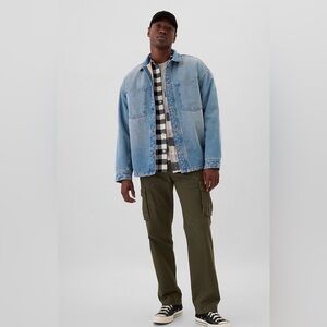 Gap Relaxed Denim Chore Barn Sherpa-Lined Jacket Coat Shacket NWOT L Fall